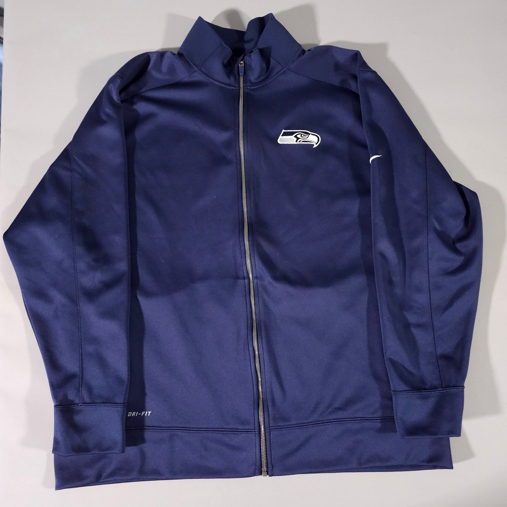 Nike Track Jacket Mens 3XL Navy Blue NFL Seattle Seahawks Dri-FIT Full Zip